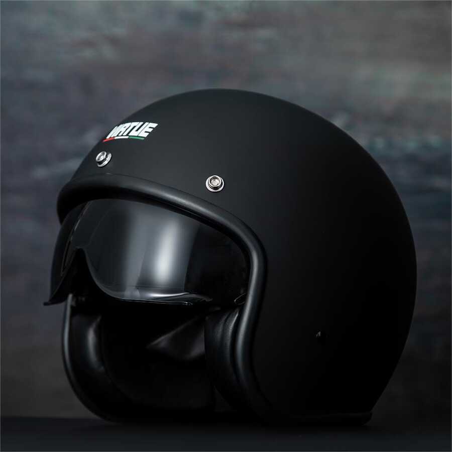 Xe máy Mũ sắt của lính , Điện lực Giao thông công cụ Mũ sắt của lính , Phong cách Vintage , Bên trong Kính che mặt , Một nửa Mặt Bong bóng Kính che mặt , Mũ bảo hiểm , Giường đôi tiêu chuẩn D Khóa - màu đen - Xem 1