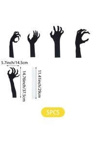 5pcs Halloween Horror Outdoor House Yard Plaque With Black Hand Prints