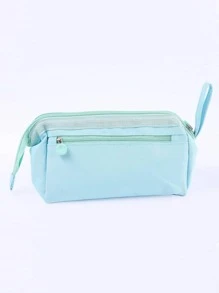 1pc Large Capacity Light Purple Pencil Case - Green - View 2