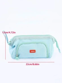 1pc Large Capacity Light Purple Pencil Case - Green - View 4