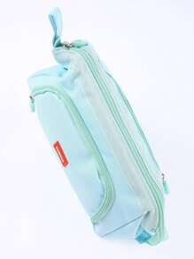 1pc Large Capacity Light Purple Pencil Case - Green - View 3