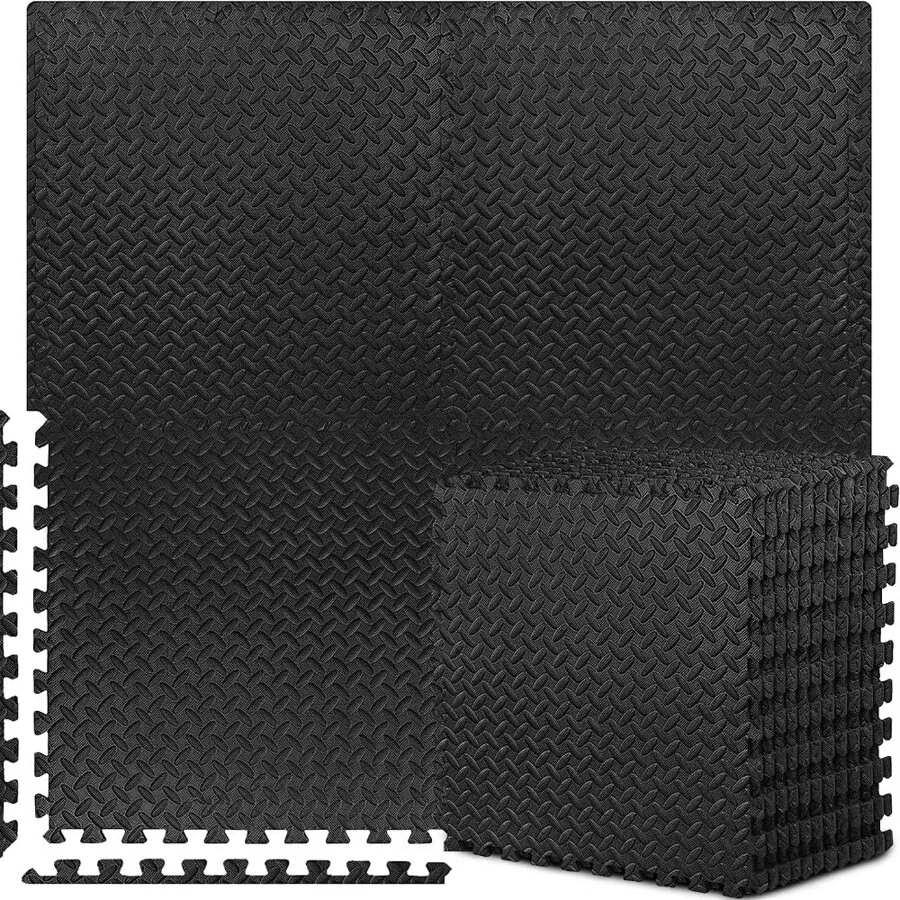 Eva Gym Floor Mat, Non-slip, Easy To Clean, Multi-functional, Suitable For Fitness, Yoga, Pilates - Black - View 1
