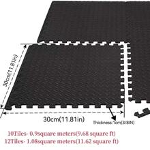 Eva Gym Floor Mat, Non-slip, Easy To Clean, Multi-functional, Suitable For Fitness, Yoga, Pilates - Black - View 2