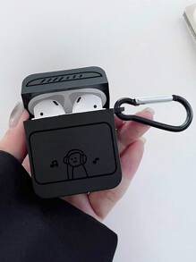 1 个多色保护软壳，带卡通音乐印花，防摔耳机盒带挂绳，兼容 Airpods 1/2、Airpods 3、Airpods Pro、Airpods Pro 2、Airpods 4 - 黑色 - 查看 3