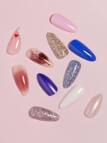 VV MEI JIA ER 288 piezas ( ) largo prensa Uñas almendra diseño Uñas postizas diseño para semanalmente cambiado Uñas pegamento Uñas Set para mujeres con Chicas con Caja de almacenamiento - Multicolor - Ver 4