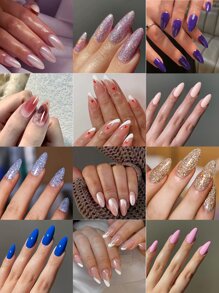 VV MEI JIA ER 288 piezas ( ) largo prensa Uñas almendra diseño Uñas postizas diseño para semanalmente cambiado Uñas pegamento Uñas Set para mujeres con Chicas con Caja de almacenamiento - Multicolor - Ver 1