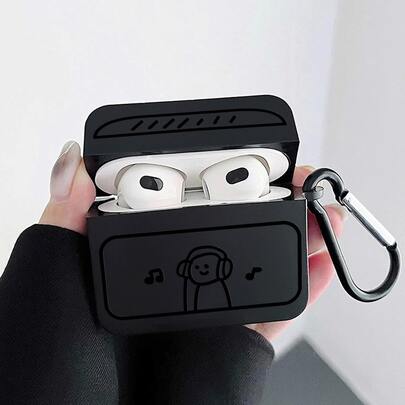 1 个多色保护软壳，带卡通音乐印花，防摔耳机盒带挂绳，兼容 Airpods 1/2、Airpods 3、Airpods Pro、Airpods Pro 2、Airpods 4