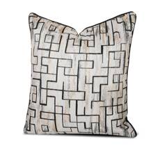 北歐風黑色條紋圖案提花設計靠枕類套帶現代簡約風格,合適的適用於沙發,客廳,正方形靠墊套不附帶枕頭芯,可定制:30x50cm,45x45cm,50x50cm,60x60cm - 黑色 - 查看 1