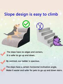 1pc Anti-slip Solid Color Detachable Washable Pet Stairs For Indoor Use, Suitable For Small And Medium-sized Pets - Grey - View 6