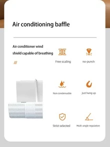 1pc White Retractable Air Conditioning Deflector Wall-mounted Wind Guide Shield To Prevent Direct Blowing - White - View 4