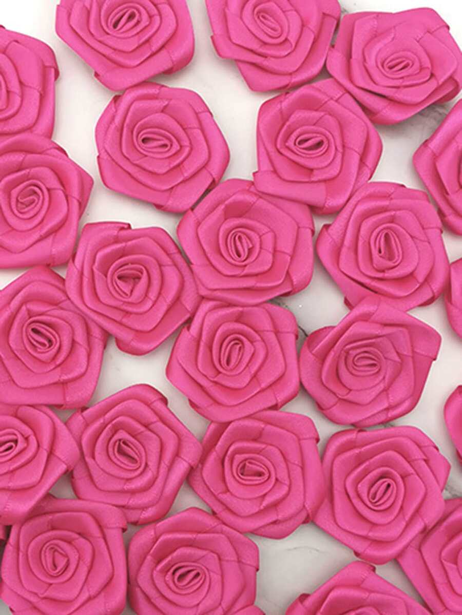 (30入組/包)手工製作玫瑰&蝴蝶結髮夾,胸針,服裝裝飾,緞帶花,DIY珠寶製作配件 - 玫紅色 - 查看 1