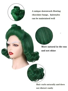 Green Styled 12 Inch Synthetic Fibre Cosplay Wig And Fake Eyebrows For Halloween For Man Oompa Loompa Costume Halloween Wig - Green - View 5