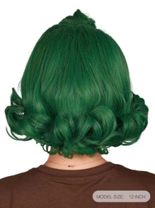Green Styled 12 Inch Synthetic Fibre Cosplay Wig And Fake Eyebrows For Halloween For Man Oompa Loompa Costume Halloween Wig - Green - View 2