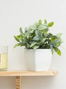 MEHELANY 4/1pc Green Artificial Mini Potted Plant Artificial Plant Pot Plastic Artificial Potted Plant Fake Plant In White Flower Pot For Home Indoor Office Dining Table Farmhouse Garden Bathroom Decoration