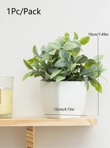 MEHELANY 4/1pc Green Artificial Mini Potted Plant Artificial Plant Pot Plastic Artificial Potted Plant Fake Plant In White Flower Pot For Home Indoor Office Dining Table Farmhouse Garden Bathroom Decoration