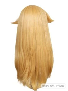 成年人尺寸27英寸金色公主假髮帶劉海金發長款波浪狀萬聖節角色扮演假髮適合女士化妝舞會假髮 - 金色 - 查看 2