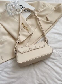 Fashionable Flap Clutch Bag - Beige - View 5
