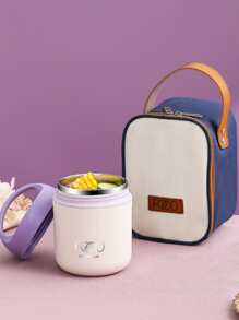 1 Miếng Nhỏ bé Thép không gỉ 304 Cách nhiệt Bữa trưa Súp Hộp Có túi - Màu tím - Xem 3
