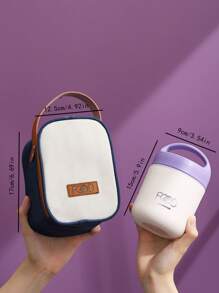 1 Miếng Nhỏ bé Thép không gỉ 304 Cách nhiệt Bữa trưa Súp Hộp Có túi - Màu tím - Xem 2