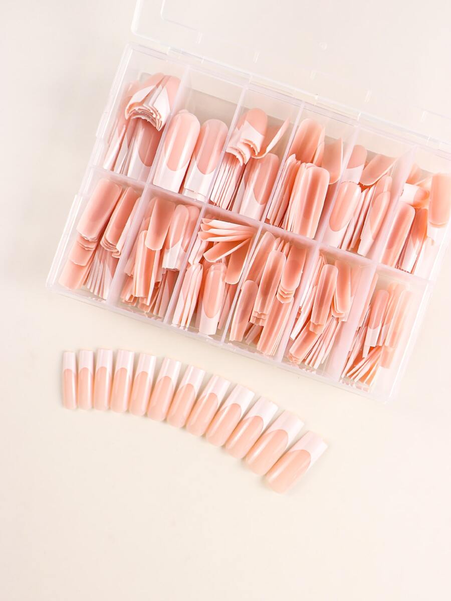 360入組假指甲長法式白色自然法式指甲全套方形亞克力美甲，適用於女性美甲用品 - 白色 - 查看 1