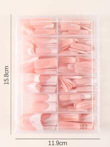 360入組假指甲長法式白色自然法式指甲全套方形亞克力美甲，適用於女性美甲用品 - 白色 - 查看 3
