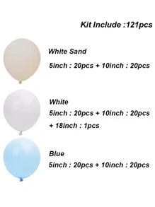 121入組米色藍色氣球花藝拱門套裝,男嬰洗禮慶典派對生日慶祝婚禮裝飾用品 - 藍白色 - 查看 3