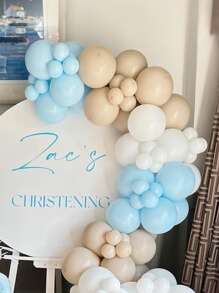 121入組米色藍色氣球花藝拱門套裝,男嬰洗禮慶典派對生日慶祝婚禮裝飾用品 - 藍白色 - 查看 2