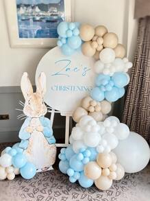 121入組米色藍色氣球花藝拱門套裝,男嬰洗禮慶典派對生日慶祝婚禮裝飾用品 - 藍白色 - 查看 1