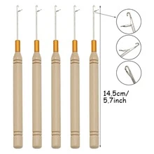 2 件微拉针和 1 件线圈穿线器，碳化木柄接发线穿线器 - 米色 - 查看 6