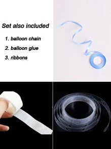 121入組米色藍色氣球花藝拱門套裝,男嬰洗禮慶典派對生日慶祝婚禮裝飾用品 - 藍白色 - 查看 4