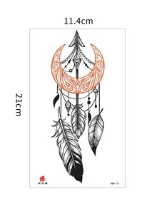 1 pieza impermeable Etiqueta engomada del tatuaje temporal , floral agua Papel de transferencia - Negro - Ver 3