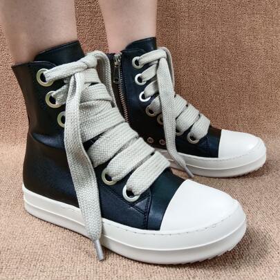 Unisex High-Top Thick Lace-Up Chunky Casual Sneakers