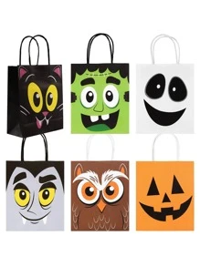 JOYIN 24 Pcs Halloween Colorful Bags With Handles, Paper Gift Bags For Trick-Or-Treating, Halloween Party Favors And Supplies, Halloween Goodie Bags, Halloween Candy Bags - 彩色 - 查看 8