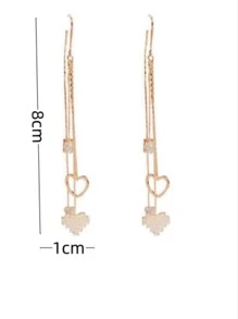 Aretes con corazón y borlas, nuevo estilo, diseño largo y colgante para el Día de San Valentín - Dorado - Ver 5