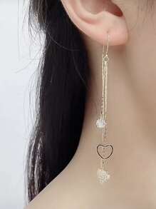 Aretes con corazón y borlas, nuevo estilo, diseño largo y colgante para el Día de San Valentín - Dorado - Ver 2