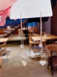 Aretes con corazón y borlas, nuevo estilo, diseño largo y colgante para el Día de San Valentín - Dorado - Ver 4