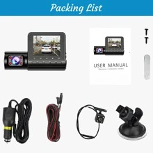 Dash Cam Front Rear Dash Camera, Full HD Car Dashboard Recorder With 2.4 Inches IPS Screen, Night Vision, 170° Wide Angle - 黑色 - 查看 9