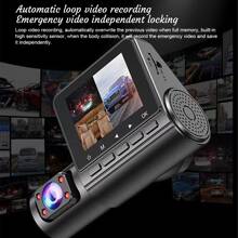Dash Cam Front Rear Dash Camera, Full HD Car Dashboard Recorder With 2.4 Inches IPS Screen, Night Vision, 170° Wide Angle - 黑色 - 查看 2