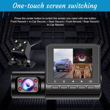 Dash Cam Front Rear Dash Camera, Full HD Car Dashboard Recorder With 2.4 Inches IPS Screen, Night Vision, 170° Wide Angle - 黑色 - 查看 3