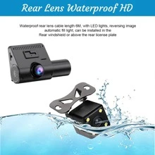 Dash Cam Front Rear Dash Camera, Full HD Car Dashboard Recorder With 2.4 Inches IPS Screen, Night Vision, 170° Wide Angle - 黑色 - 查看 8