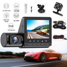 Dash Cam Front Rear Dash Camera, Full HD Car Dashboard Recorder With 2.4 Inches IPS Screen, Night Vision, 170° Wide Angle - 黑色 - 查看 1