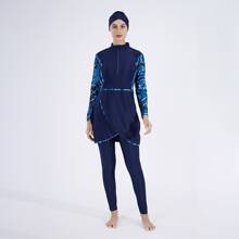 Motive Force Set de 3 piezas de traje de baño conservador de cobertura total en azul - Azul - Ver 1