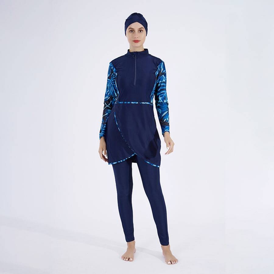Motive Force Set de 3 piezas de traje de baño conservador de cobertura total en azul - Azul - Ver 1