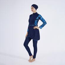 Motive Force Set de 3 piezas de traje de baño conservador de cobertura total en azul - Azul - Ver 2