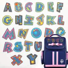 1入組彩色英語字母刺繡貼布,服裝牛仔褲貼紙,DIY貼花適用於洞裝飾用品 - 字母 - 查看 1