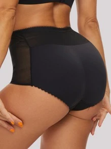 對比網紗收緊塑身內褲 - 黑色 - 查看 2