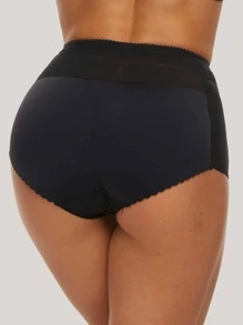 對比網紗收緊塑身內褲 - 黑色 - 查看 4