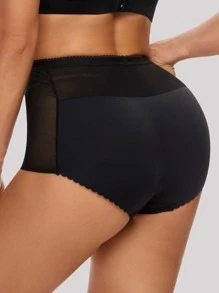 對比網紗收緊塑身內褲 - 黑色 - 查看 5