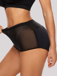 對比網紗收緊塑身內褲 - 黑色 - 查看 3