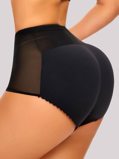 Bragas moldeadoras sin costuras de malla transparente de color contrastante